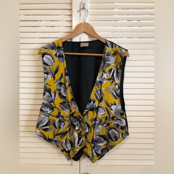 Vintage 80’s A’Milano Yellow Floral Vest - Picture 1 of 5